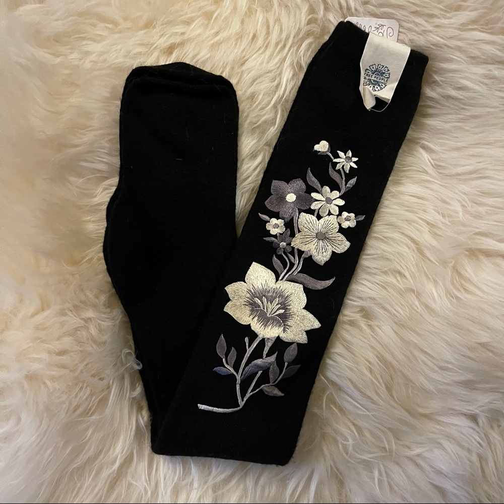 NWT Embroidered Free People Over the Knee Socks
